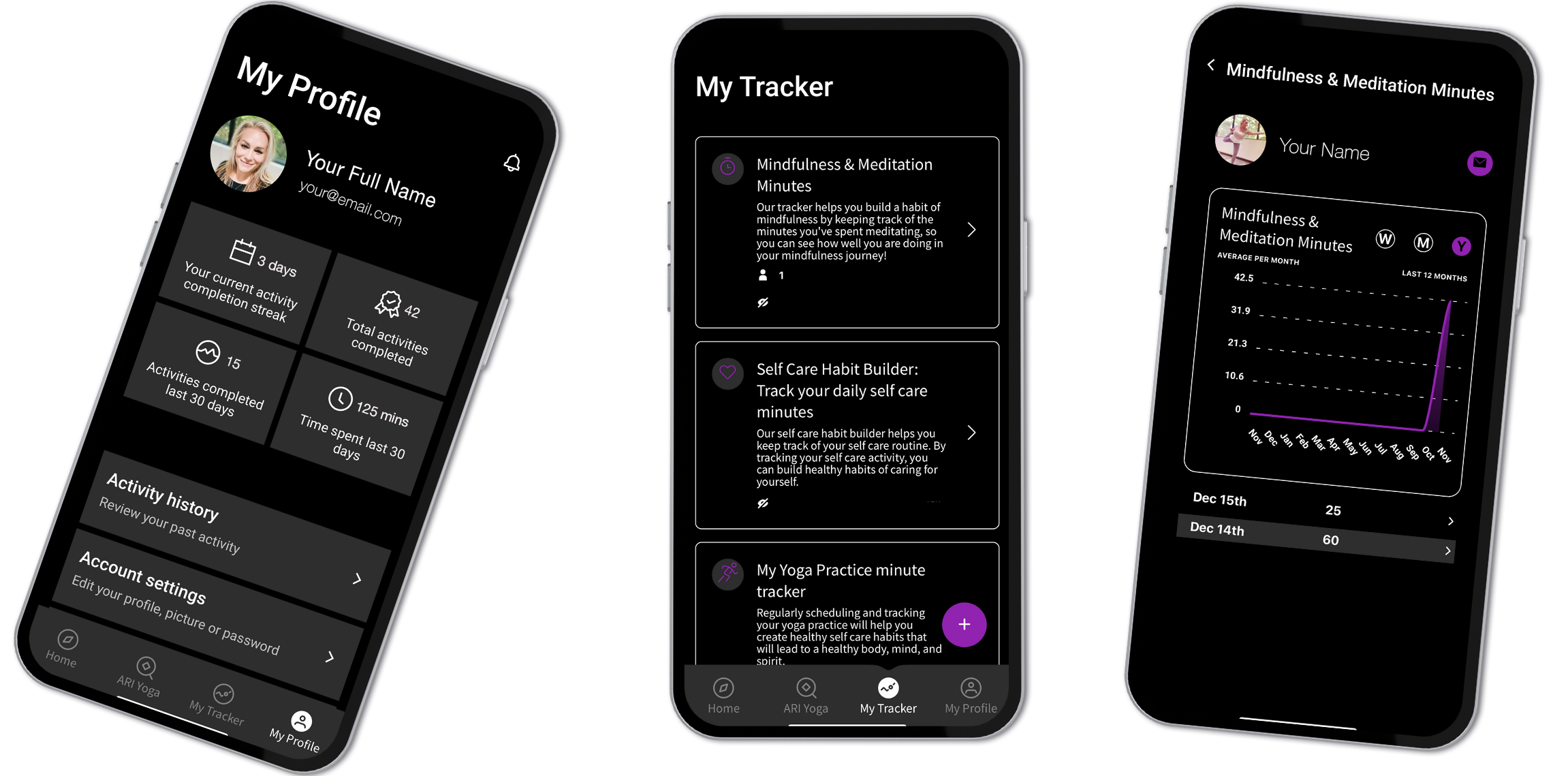healing yoga app my tracker demo